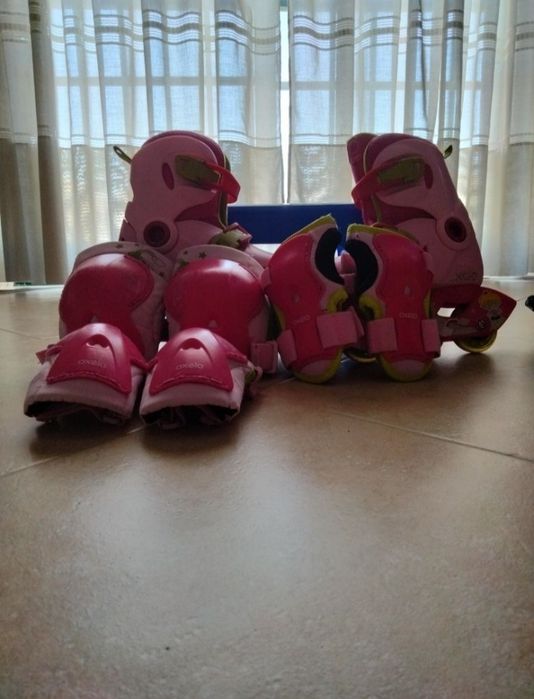 Patins em linha com proteções