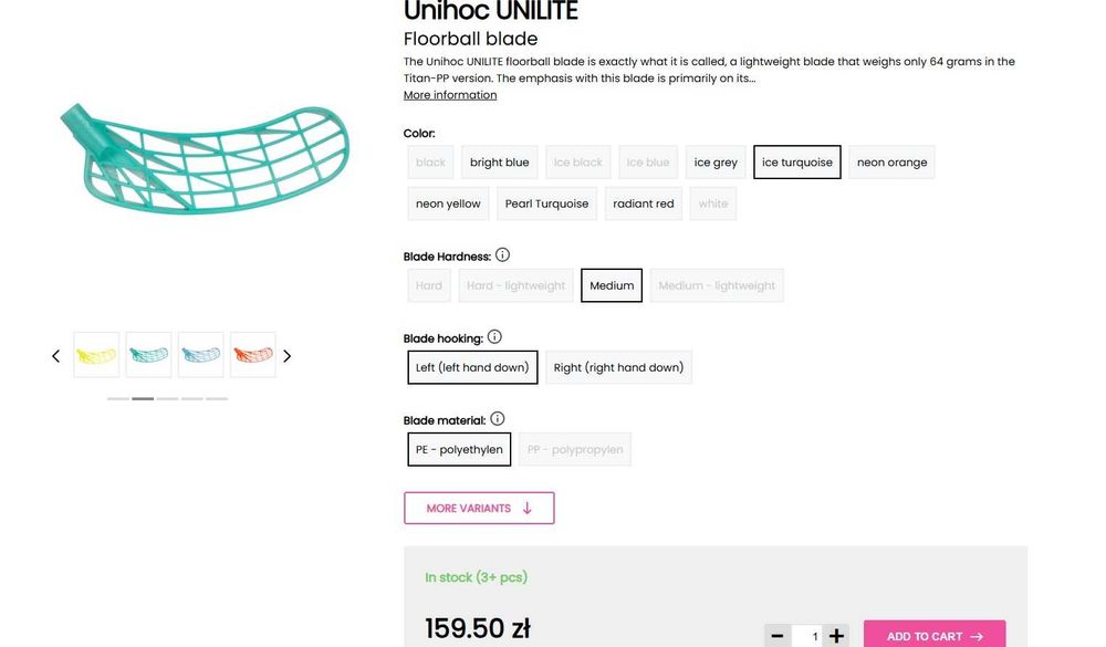 Łopatka do unihokeja Unihoc UNILITE lewa