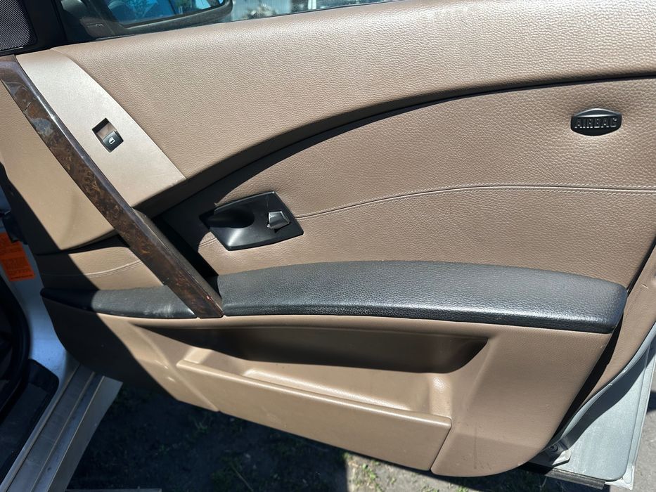 Fotele skóra BMW e60 brązowe Europa grzane komplet kawa z mlekiem