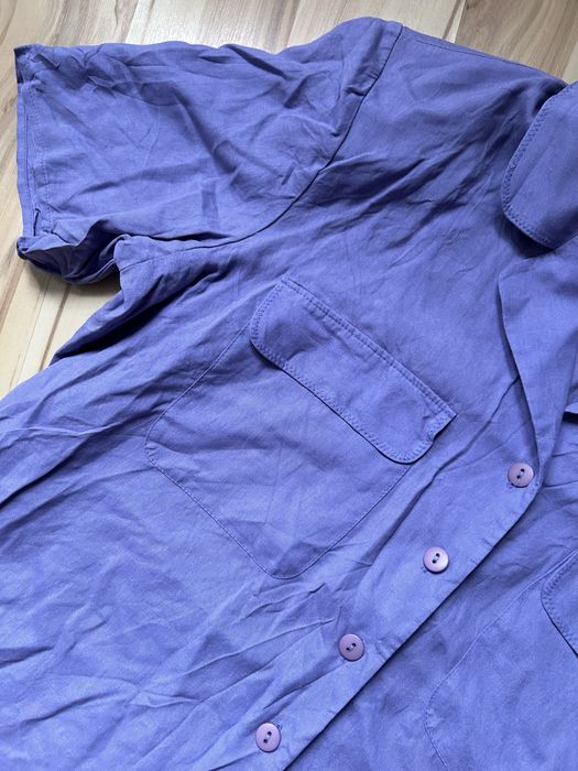 Koszula z krótkim rękawem jedwabna M elegancka bufki