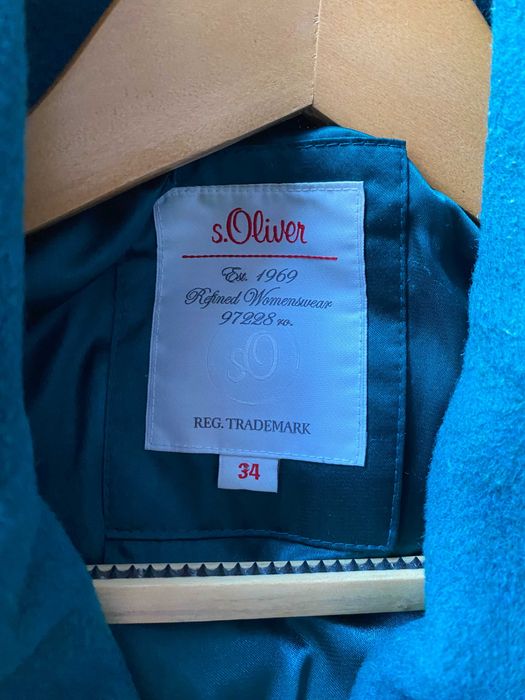 Płaszczyk/Kurtka S"Oliver turkus, wełna rozm. 34