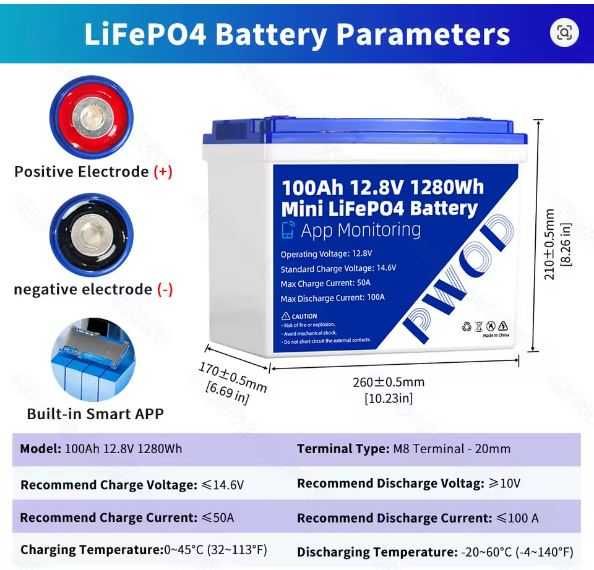 Акумулятор  LiFePO4 12,8V 100 Ah LCD (1280Wh) BMS