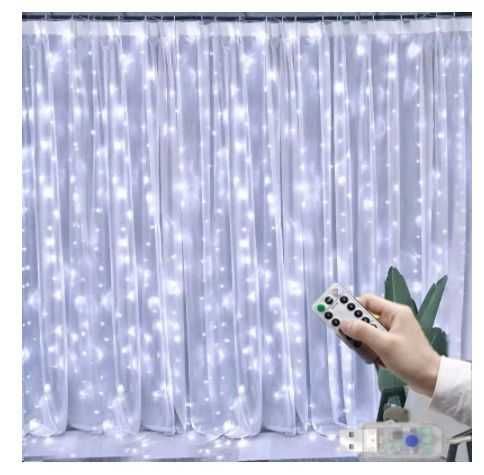 Світлодіодна Водонепроникна Гірлянда-штора 3*2м USB 200 LED Пульт ДК