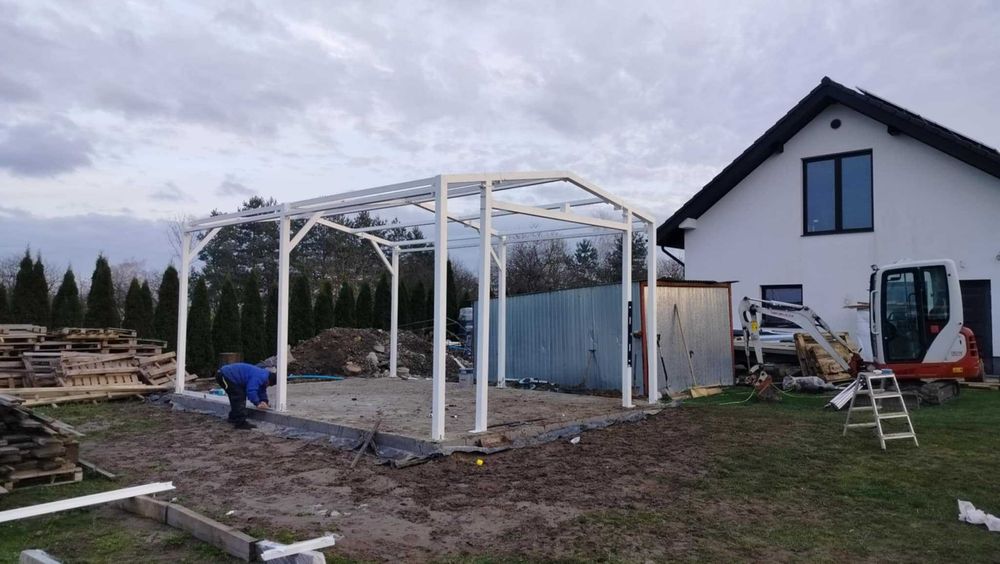 Garaż 5x7, konstrukcja stalowa