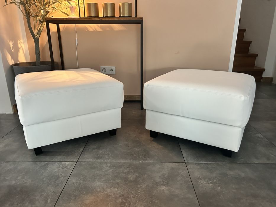 Kwadratowa pufa biała 2szt