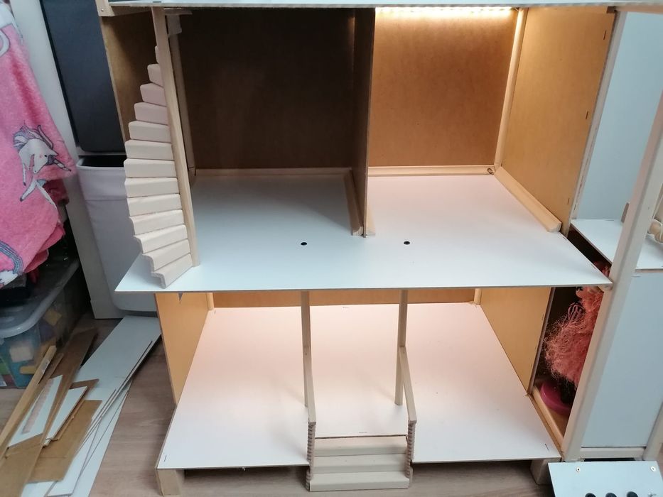 Pilne - Dom duży dla lalek handmade elektryczna winda i światła mebelk