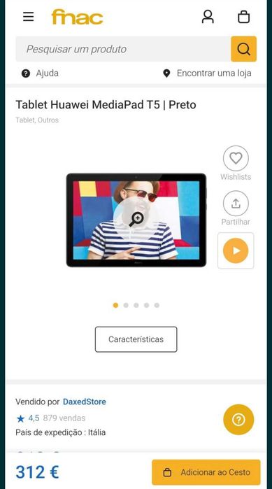 Tablet Huawei Matepad T5 3/32 = NOVO,caixa, 313€ na Fnac