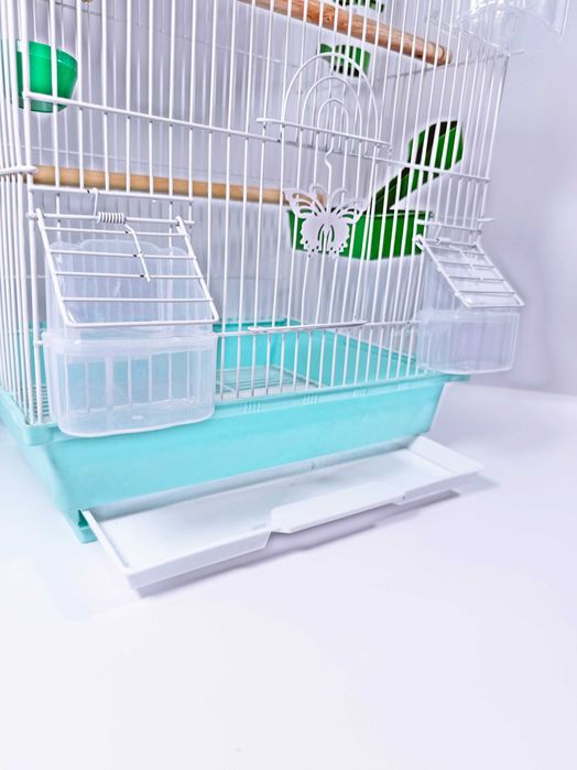 Клетка для птиц, просторный дворец,мятная+соломенное гнездо,69х34х27см