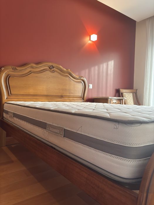Conjunto Quarto Completo Madeira Maciça + Cama 140x190 - Colchão Novo