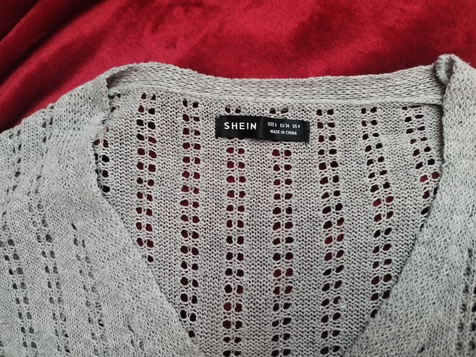 sweter ażurowy szary oversize