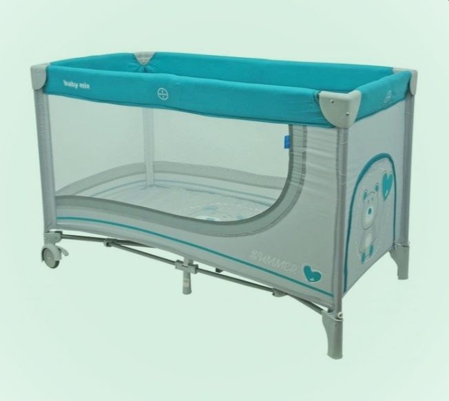 Дитячий манеж - ліжко Baby Mix Ведмедик, дитині вагою до 15 кг., 120х68 см., сіра