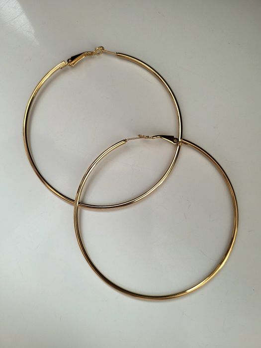 Kolczyki złote koluchy duże koła 7cm stal nierdzewna chirurgiczna