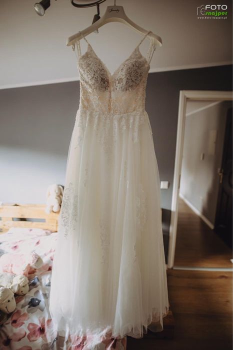 Blyszczaca suknia ślubna Justin Alexander 34/36