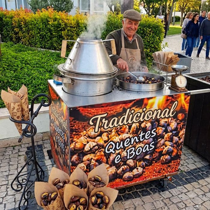 Carrinho de castanhas assada para eventos