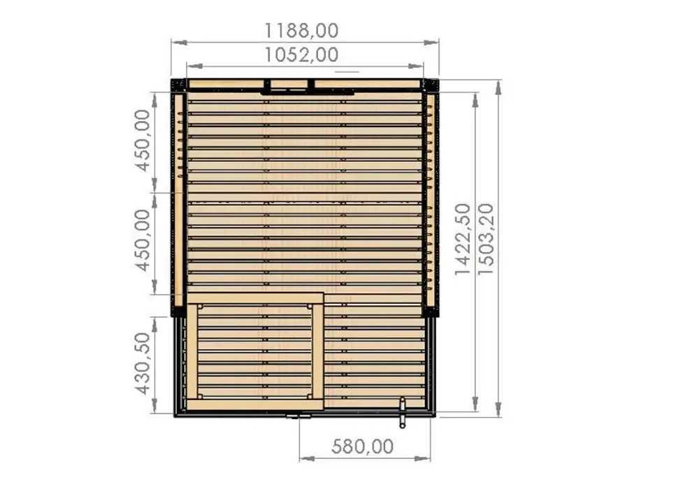 Kompaktowa Przeszklona Sauna Wewnętrzna 2 osobowa nr.1215