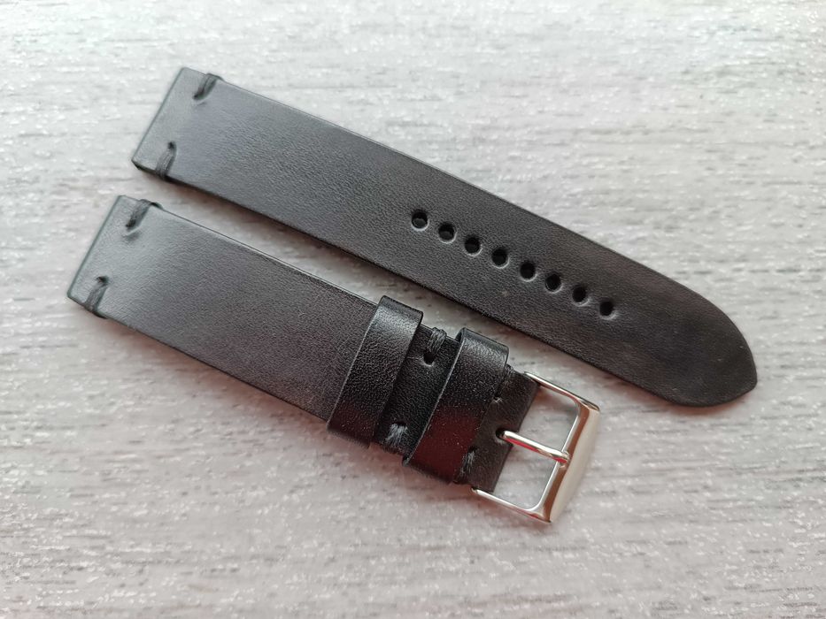 Czarny skórzany pasek zegarka 20 mm M