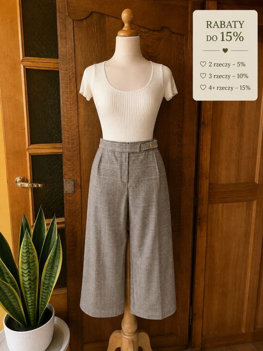 NEXT | Eleganckie szerokie spodnie w modną kratę
