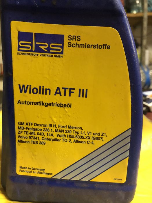 Трансмисионное масло SRS Wiolin ATF III, тара 1 л. В наличии 5 шт.