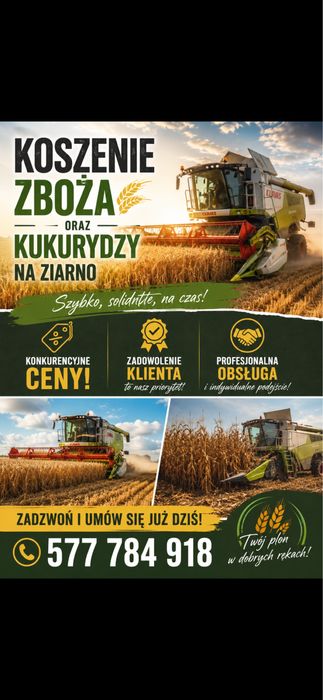 Usługi Kombajnem Koszenie Zboża Cięcie