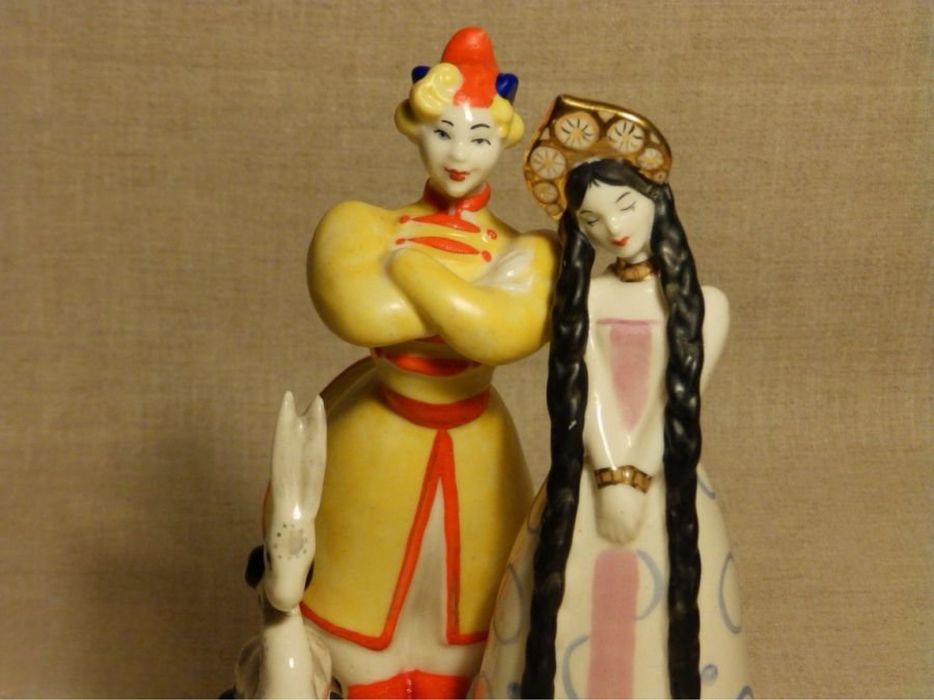 Статуэтка ИВАН ЦАРЕВИЧ И КОНЁК ГОРБУНОК сказка ЗХК Полонне фарфор СССР