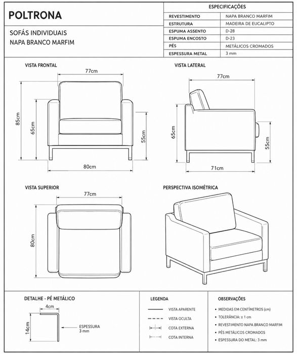 Poltronas contêmporâneas_ 2 modelos_ tons marfim e/ou pretos_ napas/prles sintéticas