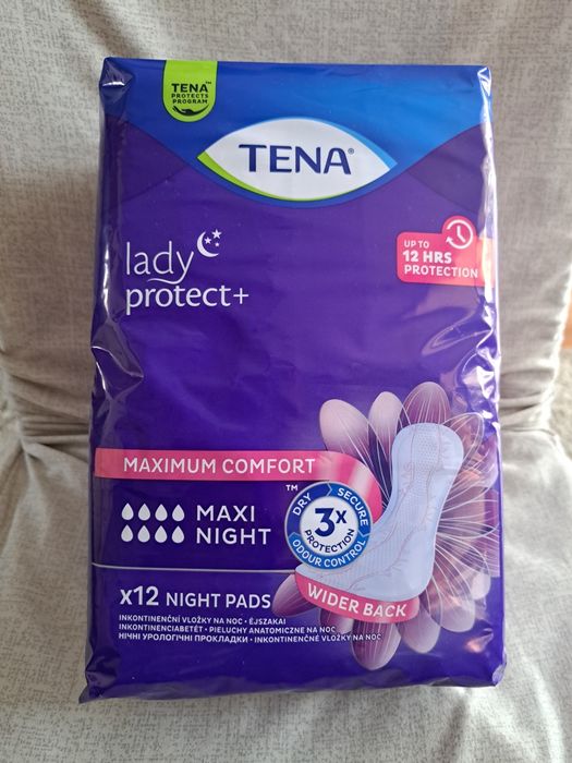 Wkładki Tena maxi night anatomiczne  podpaski pieluchy po 12szt-6 paczek