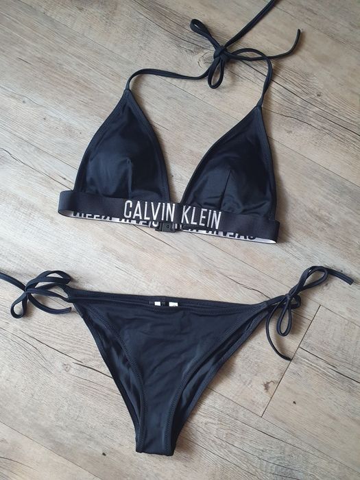 Strój kostium kąpielowy Calvin Klein r. S wiązany czarny oryginalny