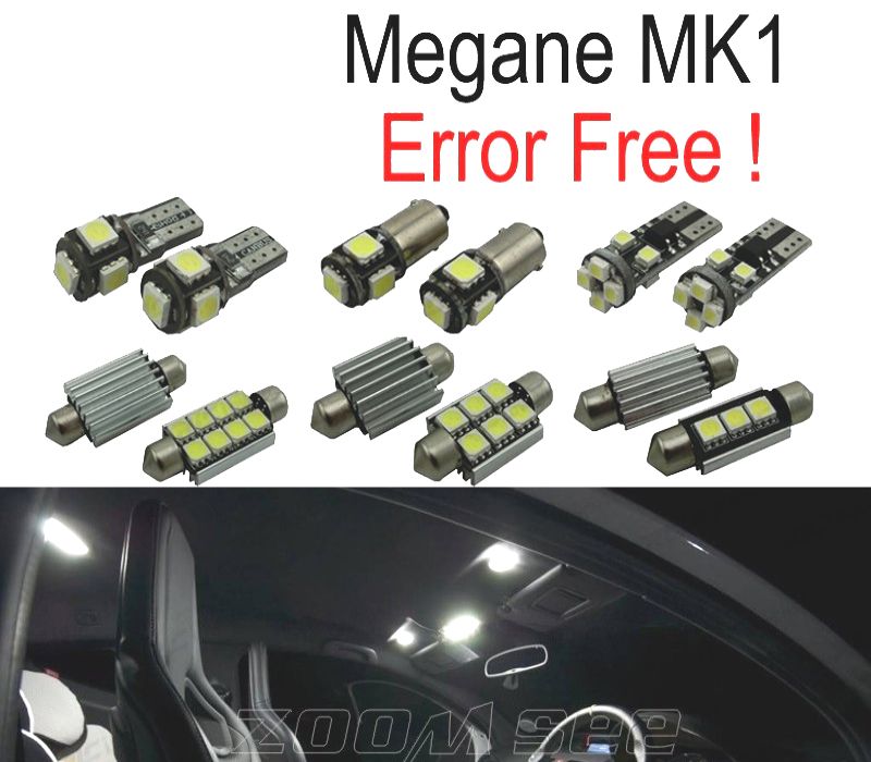 KIT COMPLETO DE 10 LAMPADAS LED INTERIOR PARA RENAULT MEGANE I 1 MK1 HATCHBACK ESTATE COUPE 95-03