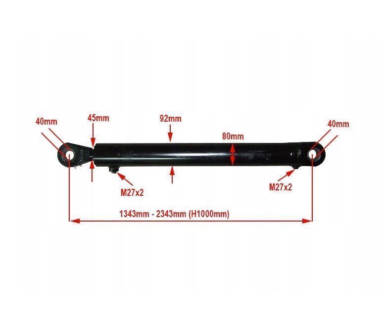 Siłownik Hydrauliczny 80x45 Skok 1000 + Mocowania [7082]