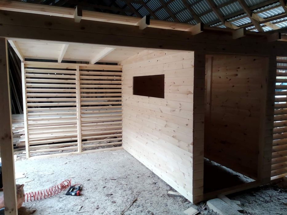 Domek narzędziowy z altaną 4.2x3m