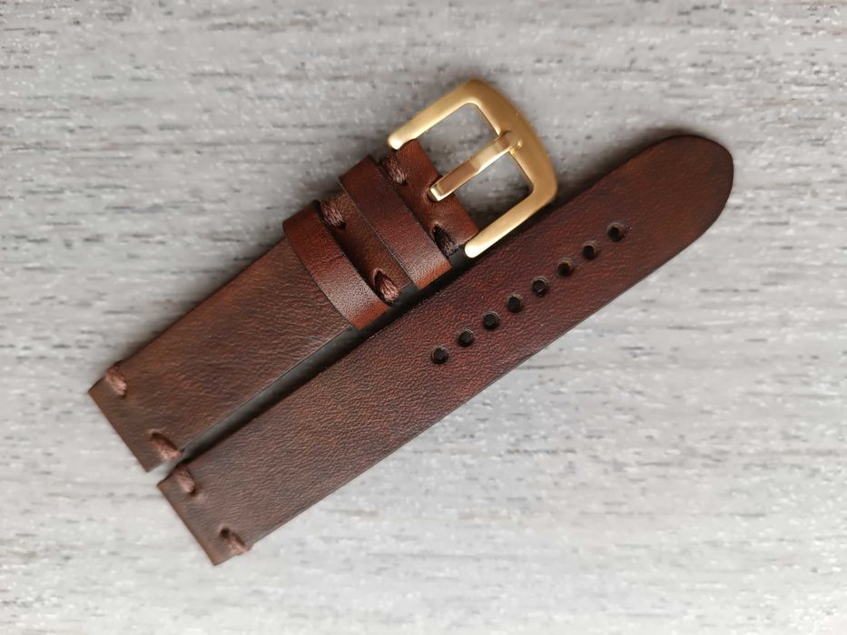 Brązowy skórzany pasek zegarka 18 mm S/M
