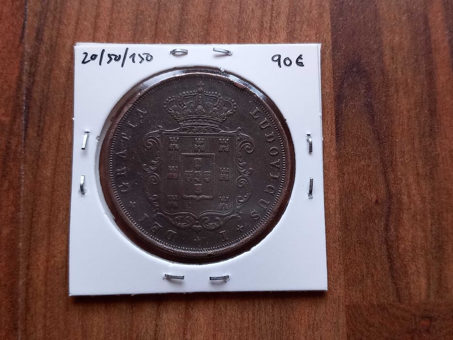 Moeda XX Reis 1874 D. Luís Com Pé