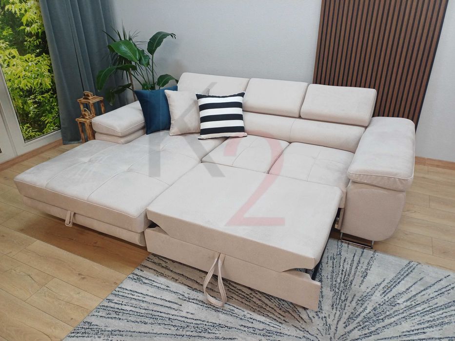 Narożnik ALEX MINI, kanapa rogówka USB rozkładana do salonu +gratis