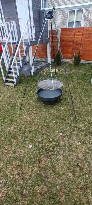 Grill trójnóg ruszt wiszący okrągły 60cm ogrodowy