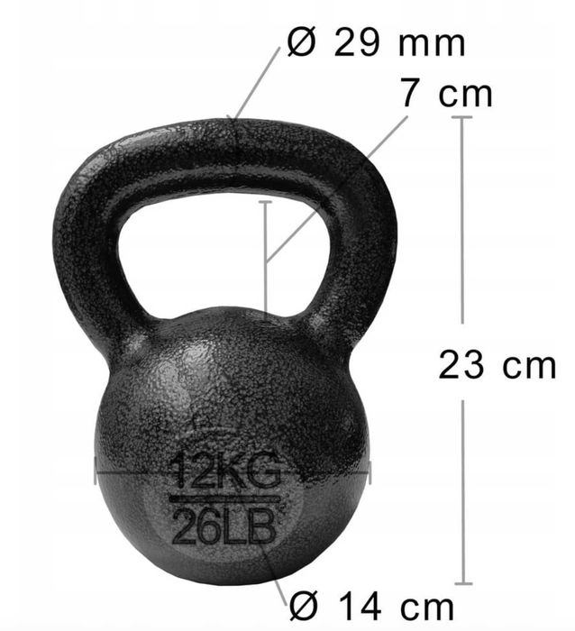 Kettlebell żeliwny malowany proszkowo dostępne wagi od 4kg do 40kg KB