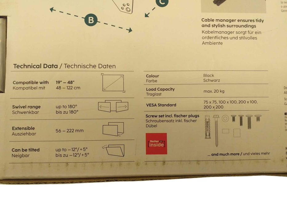 HAMA Uchwyt ścienny do telewizora Full Motion VESA do 200x200