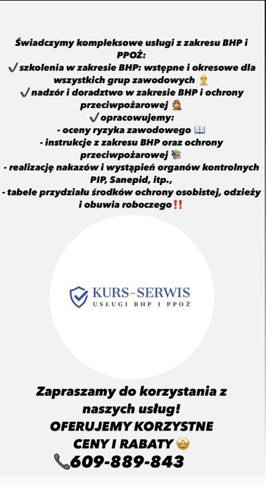 BHP / Ochrona Ppoż - szkolenia, dokumentacja, nadzór
