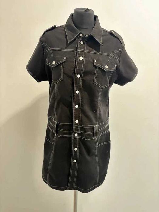 Sukienka koszulowa czarna z białymi szwami rozmiar L