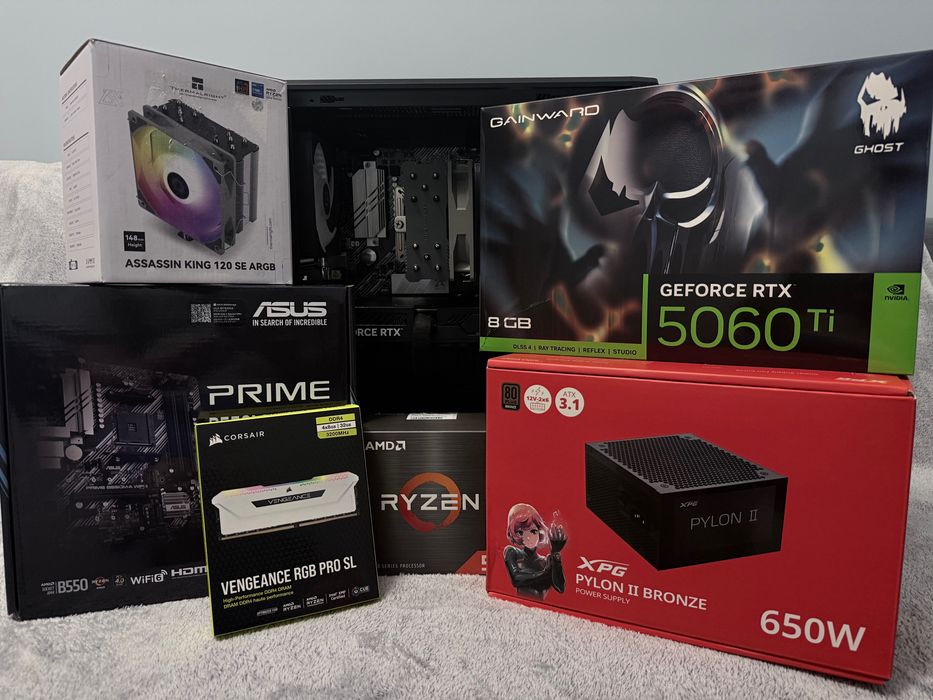 Komputer do gier AMD5 5600 + RTX 5060TI + 32GB RAM + M2 500GB + WiFi + RGB // nowe podzespoły  Łódź/Lublin