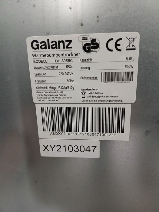 Новая сушильная машина Galanz dh-80s5c  8кг из Германии