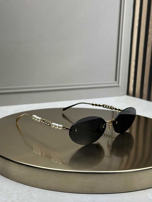 Сонцезахисні окуляри Gucci GG1922 золоті овальні безободкові з перлами, логотип GG, жіночі, оригінал