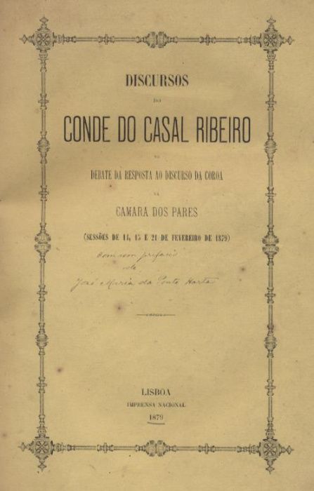 Discursos do Conde do Casal Ribeiro - Debate da resposta ao discurso