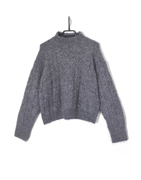 Sweter Półgolf Splot Warkocze Szary Mango |R. M