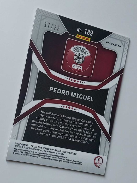 FIFA World Cup 2022 Qatar Pedro Miguel Maroon Prizm #189 /22 Qatar