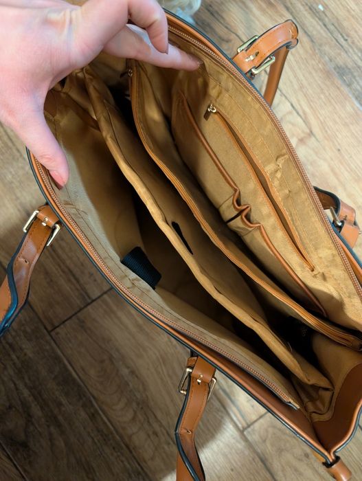 Skórzana torba biznesową, na laptopa dla kobiety shein