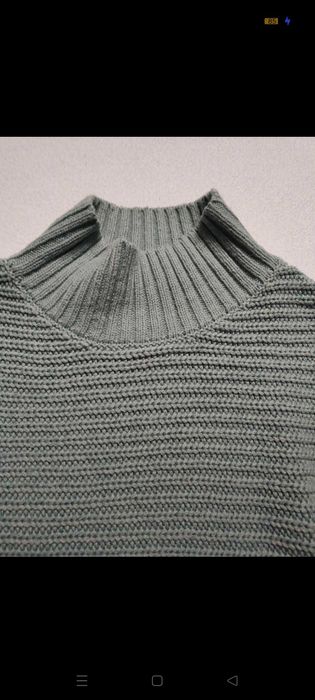 miętowy ciepły sweter z półgolfem Rozmiar Uni XS S M L