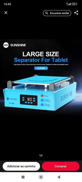 Kit troca de vidro telemóvel com máquina 2x1, compressor e separadora
