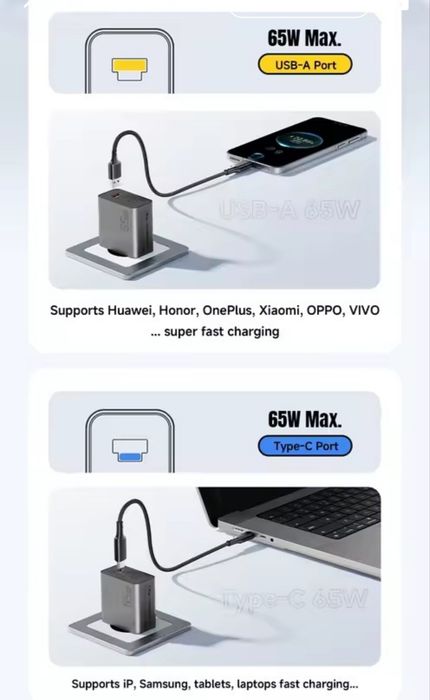 ESSAGER 65W GaN зарядное устройство SUPERVOOC.