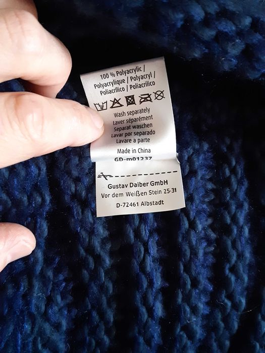 Купити Шарф-снуд в'язаний, новий, темно-синій, поліакрил