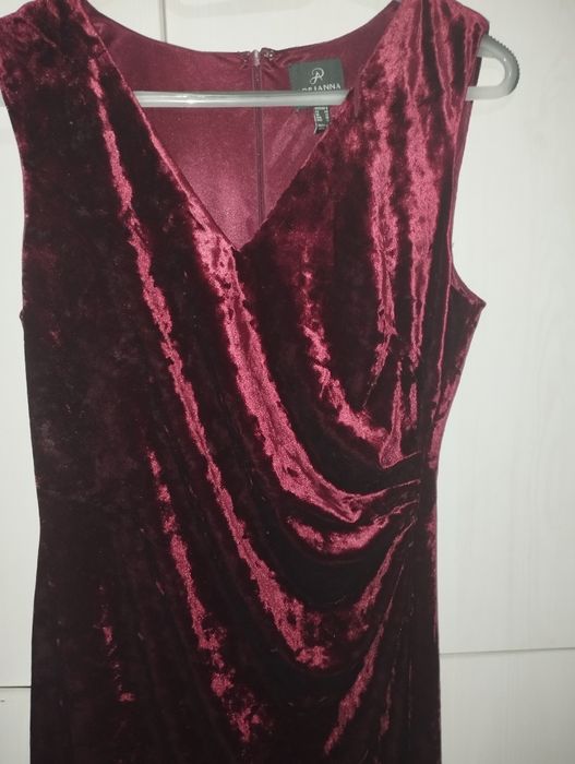 Sukienka welurowa bordowa L